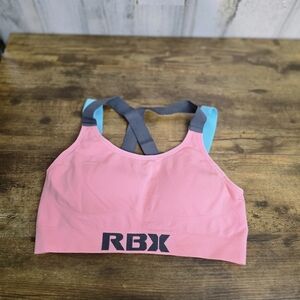 RBX Pink Sports Bra with Gray Straps Womens Size Large
